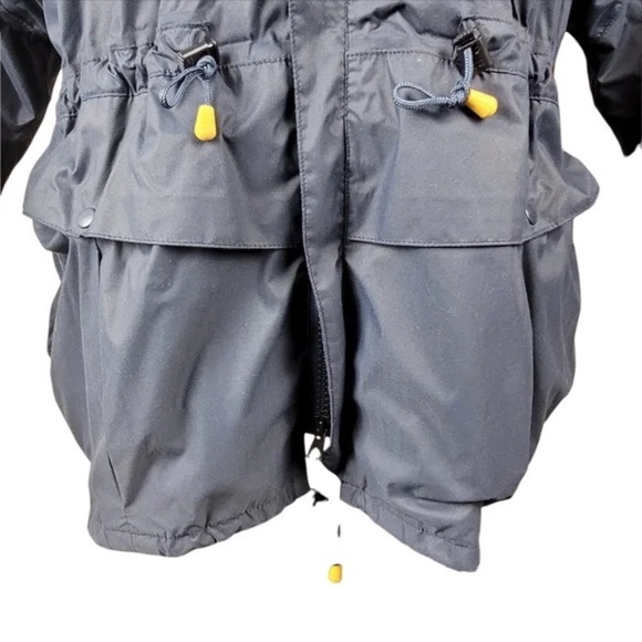 AQUASCUTUM Windbreaker Jacket Hoodie Zip Up Drawstring Waist Sz L Blue & Yellow - Picture 9 of 12